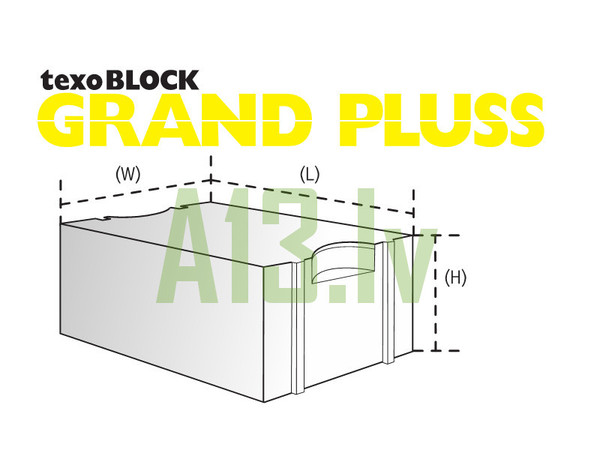 TexoBLOCK Gāzbetona Bloki GRAND PLUS 375*250*600mm  Izmērs (PxAxG) 375x250x600 mm Skaits Paletē 24 gb. Paletē 1.35 m3 Cena par 1m3 72.59 EUR ar PVN