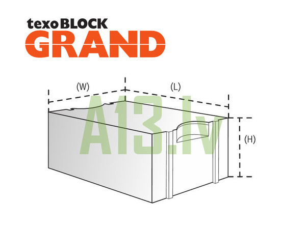 TexoBLOCK Gāzbetona Bloki GRAND 400*250*600mm  Izmērs (PxAxG) 400x250x600 mm Skaits Paletē 24 gb. Paletē 1.44 m3 Cena par 1m3 67.76 EUR ar PVN