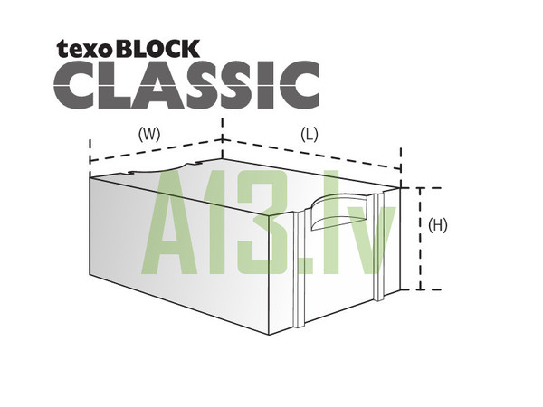TexoBLOCK Gāzbetona Bloki CLASSIC 300*250*600mm  Izmērs (PxAxG) 300x250x600 mm Skaits Paletē 32 gb. Paletē 1.44 m3 Cena par 1m3 66.54 EUR ar PVN